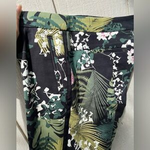 Adrianna Papell Black and Green Tropical Pencil Skirt